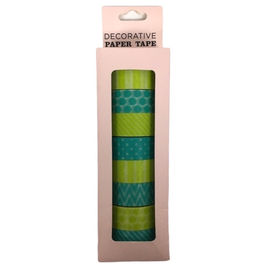 ELUM DESIGNS Washi Paper Tape Decorative Teal Lime 8 Rolls Scrapbooking Planner